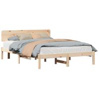 Bedframe met hoofdeinde Naturel 160 x 200 cm Massief grenenhout - thumbnail