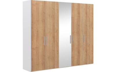 Goossens Kledingkast Easy Storage Ddk, Kledingkast 253 cm breed, 220 cm hoog, 4x draaideur en 1x spiegel draaideur midden Goossens Kledingkast Easy Storage Ddk, Kledingkast 253 cm breed, 220 cm hoog, 4x draaideur en 1x spiegel draaideur midden