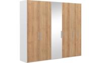 Goossens Kledingkast Easy Storage Ddk, Kledingkast 253 cm breed, 220 cm hoog, 4x draaideur en 1x spiegel draaideur midden - thumbnail