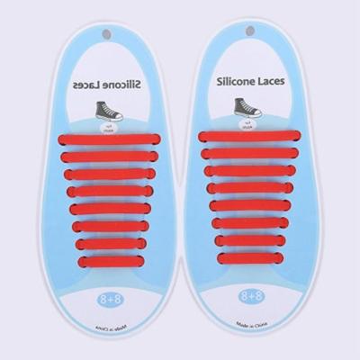 16 STKS/set Running no stropdas schoenveters Fashion Unisex atletische elastische siliconen schoenveters (rood)