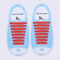 16 STKS/set Running no stropdas schoenveters Fashion Unisex atletische elastische siliconen schoenveters (rood) - thumbnail