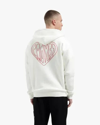 Croyez Stitched Heart Zip Hoodie Heren Gebroken Wit - Maat XL - Kleur: Gebroken Wit | Soccerfanshop