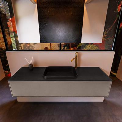 Badkamermeubelset Mondiaz Erin 150 cm met 1 Lade met RIDGE Wastafel Midden Urban met 1 kraangat Greeploos Mat Smoke Badkamermeubelset Mondiaz Erin 150 cm met 1 Lade met RIDGE Wastafel Midden Urban met 1 kraangat Greeploos Mat Smoke