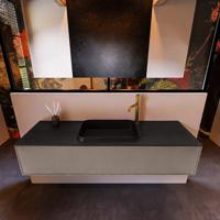 Badkamermeubelset Mondiaz Erin 150 cm met 1 Lade met RIDGE Wastafel Midden Urban met 1 kraangat Greeploos Mat Smoke - thumbnail