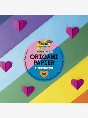 Origami papier, 500 vierkante vellen FOLIA PREMIUM BASIC meerkleurig Origami papier, 500 vierkante vellen FOLIA PREMIUM BASIC meerkleurig