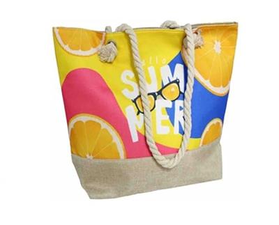 Zomer strandtas 15 x 34 x 59 cm - SUMMER met Bies onderzijde