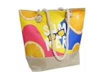 Zomer strandtas 15 x 34 x 59 cm - SUMMER met Bies onderzijde - thumbnail