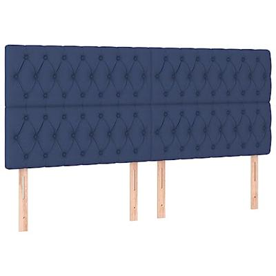 Boxspring met matras stof blauw 200x200 cm