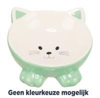 TRIXIE VOERBAK / DRINKBAK KATTENKOP VERHOOGD KERAMIEK ASSORTI 14 CM 150 ML - thumbnail
