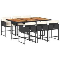 7-delige Tuinset met kussens poly rattan zwart - thumbnail