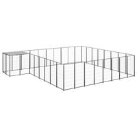 Hondenkennel 20,57 m² staal zwart - thumbnail