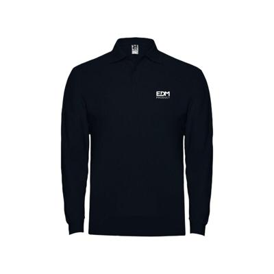 Heren polo met lange mouwen EDM Zwart Maat L