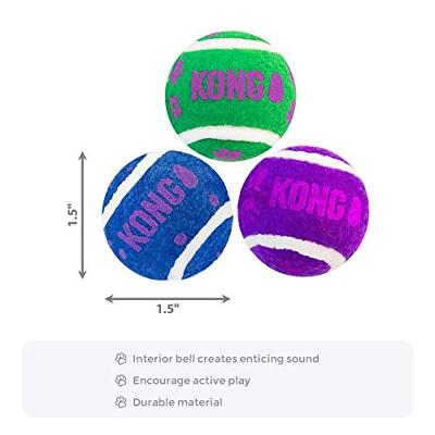 KONG KAT TENNISBALLEN MET BELLEN 4X4X4 CM 3 ST KONG KAT TENNISBALLEN MET BELLEN 4X4X4 CM 3 ST