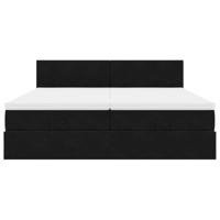 Ottoman bed met matrassen 200x200cm fluweel zwart - thumbnail