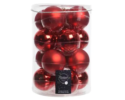 Decoris Glazen Kerstballen 8 cm 16 Stuks Rood