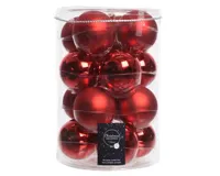 Decoris Glazen Kerstballen 8 cm 16 Stuks Rood - thumbnail