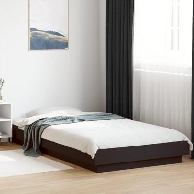 Bedframe met LED-verlichting bewerkt hout zwart 90x190 cm