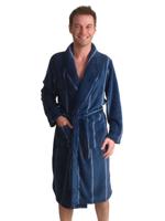 Heren badjas blauw met strepen - fleece-xl - thumbnail