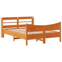 Bedframe met hoofdbord massief grenenhout wasbruin 140x190 cm - thumbnail