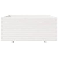 Plantenbak 110x110x49,5 cm massief grenenhout wit - thumbnail