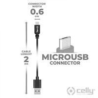 Celly-USB Data Kabel Micro USB Zwart 2MT - thumbnail