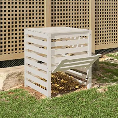 VidaXL Compostbak 63,5x63,5x77,5 cm massief grenenhout wit VidaXL Compostbak 63,5x63,5x77,5 cm massief grenenhout wit