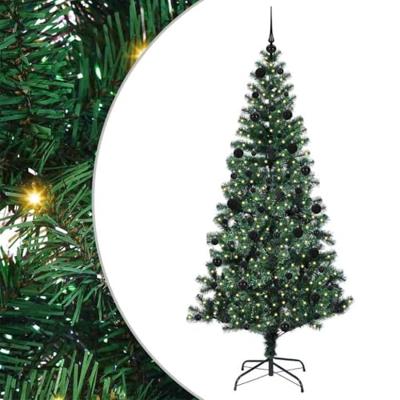 VidaXL Kunstmatig voorverlicht kerstboom groen 210 cm pvc en metaal