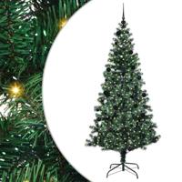 VidaXL Kunstmatig voorverlicht kerstboom groen 210 cm pvc en metaal - thumbnail