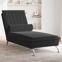 Massage chaise longue met bolster fluweel zwart - thumbnail