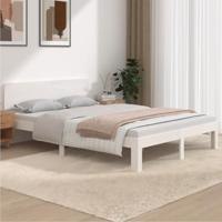 Bedframe massief hout wit 150x200 cm - thumbnail