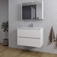 Adema Chaci Badkamermeubelset - 80x46x55cm - 1 keramische wasbak wit - 1 kraangat - 2 lades - Spiegelkast - mat wit SW1212766/SW812070/SW1212816/SW804531 - thumbnail