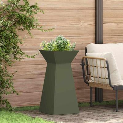 VidaXL Pilaar plantenbak olijfgroen 35 x 35 x 73 cm VidaXL Pilaar plantenbak olijfgroen 35 x 35 x 73 cm