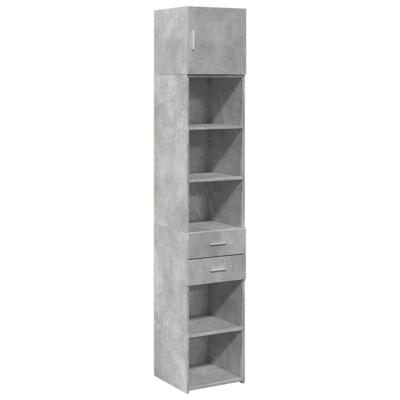 Opbergkast smal 40x42,5x225 cm bewerkt hout betongrijs - thumbnail