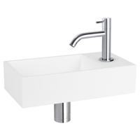 Fonteinset Differnz Solid Solid Surface 36x18.5x9 cm Wit Met Gebogen Kruis Kraan Chroom - thumbnail