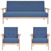 3-delig Bankstel stof blauw - thumbnail