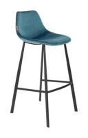 Dutchbone Barkruk 'Franky' Velvet (zithoogte 80cm), kleur Petrol - thumbnail