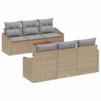 Tuinbankenset met opslag 7 pcs Beige en Licht Grijs poly rattan - thumbnail