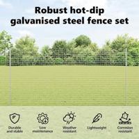 VidaXL Afrasteringspaal 22 pcs zilver 200 cm staal - thumbnail