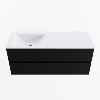 MONDIAZ VICA 120cm badmeubel onderkast Urban 4 lades. Wastafel CLOUD links 1 kraangat, kleur Talc.