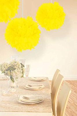 Folat pompom papier neon geel 30 cm | 24 stuks