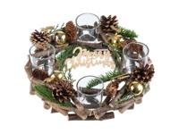 LIVARNO home Kerstkrans met 4 waxinelichthouders (Goud) - thumbnail