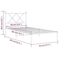Bedframe met hoofdbord metaal zwart 90x200 cm - thumbnail