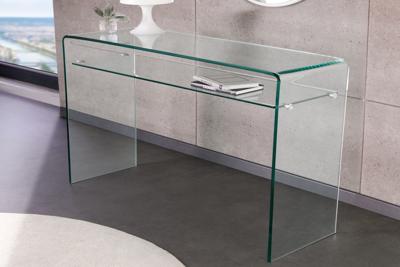 Design consoletafel FANTOME 100cm transparant glas met plank - 43437