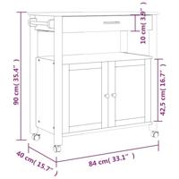 Keukentrolley MONZA 84x40x90 cm massief grenenhout - thumbnail