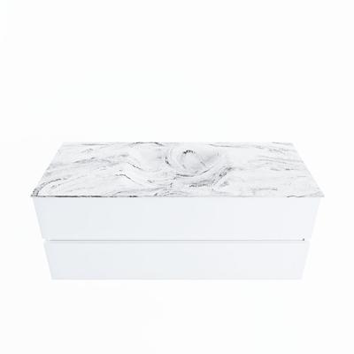 MONDIAZ VICA-DLUX 120cm badmeubel onderkast Talc 2 lades. Inbouw wastafel CLOUD midden zonder kraangat, kleur Glace.
