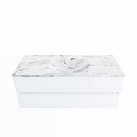 MONDIAZ VICA-DLUX 120cm badmeubel onderkast Talc 2 lades. Inbouw wastafel CLOUD midden zonder kraangat, kleur Glace. - thumbnail