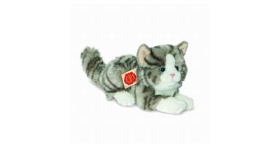 Pluchen kat liggend 20 cm TEDDY HERMANN grijs, gestreept Pluchen kat liggend 20 cm TEDDY HERMANN grijs, gestreept