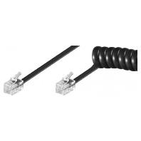 Goobay 68002 telefoonkoptelefoon spiraalkabel, platte kabel met RJ10-stekker (4P4C) naar RJ10-stekker (4P4C); zwart; 4 meter - thumbnail