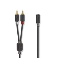 Nedis CABW22255AT10 Stereo-audiokabel 2x Rca Male 3,5 Mm Female Verguld 1.00 M Rond Antraciet Doos - thumbnail