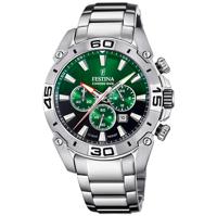 Festina F20543/3 Horloge Chrono Bike staal zilverkleurig-groen 45,5 mm - thumbnail